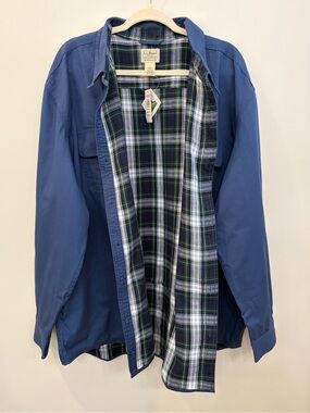 L.L. Bean NWT Men’s Raven Blue Hurricane Shirt Flannel Lined Shacket Size XXXL